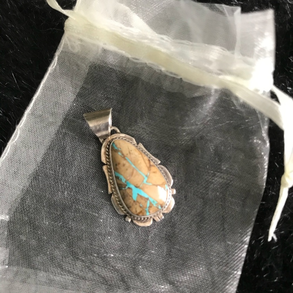 Pendant - Navajo Spiderweb Turquoise